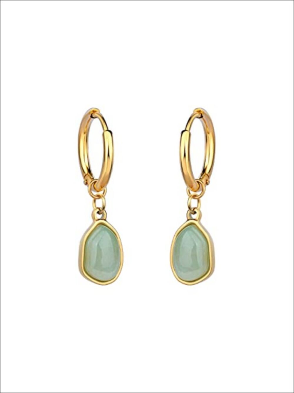 Gold Plated Amethyst Teardrop Dangle Earrings Stainless Steel Jewelry